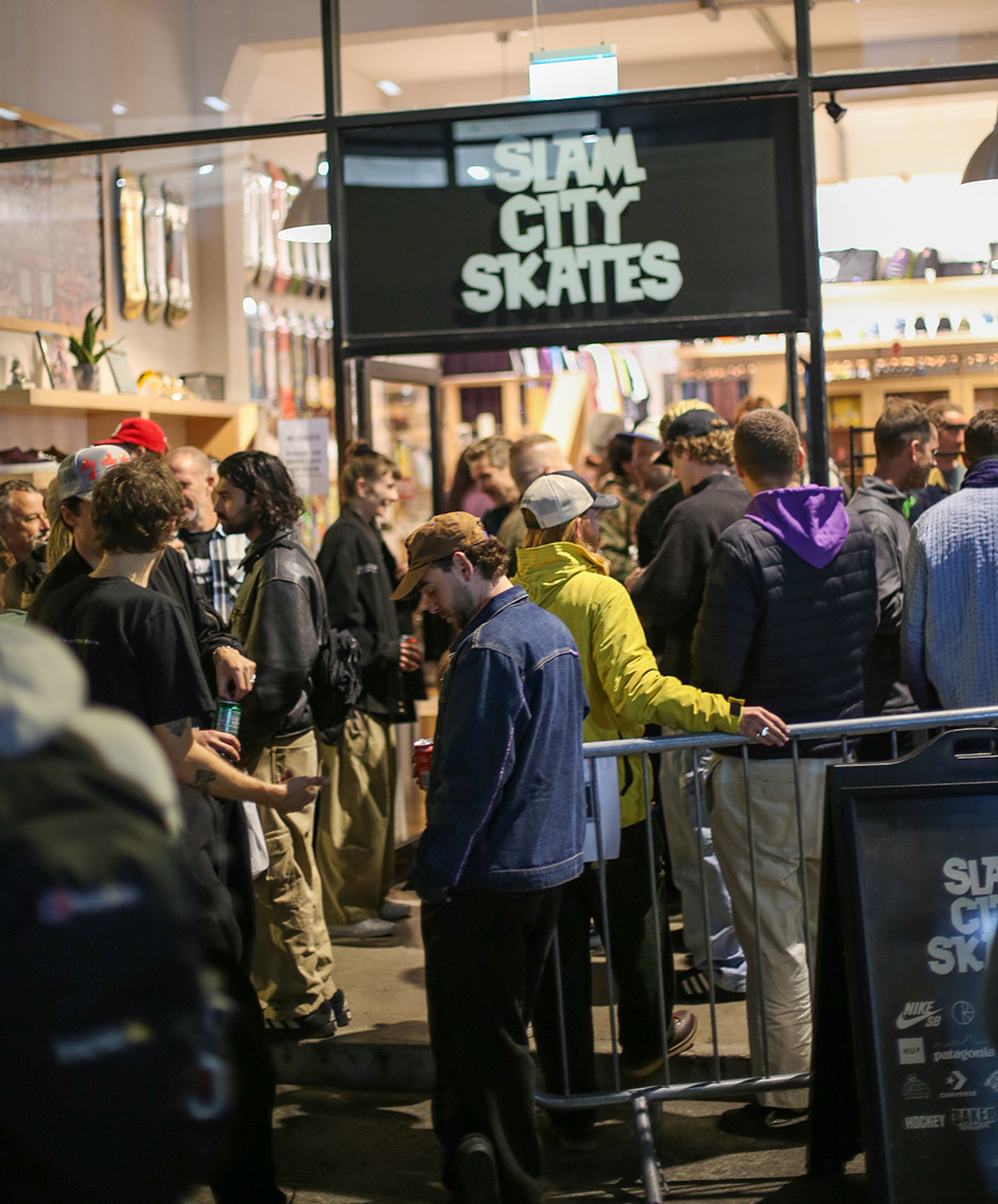 Crowds gathering outside the shop for the LovenSkate 