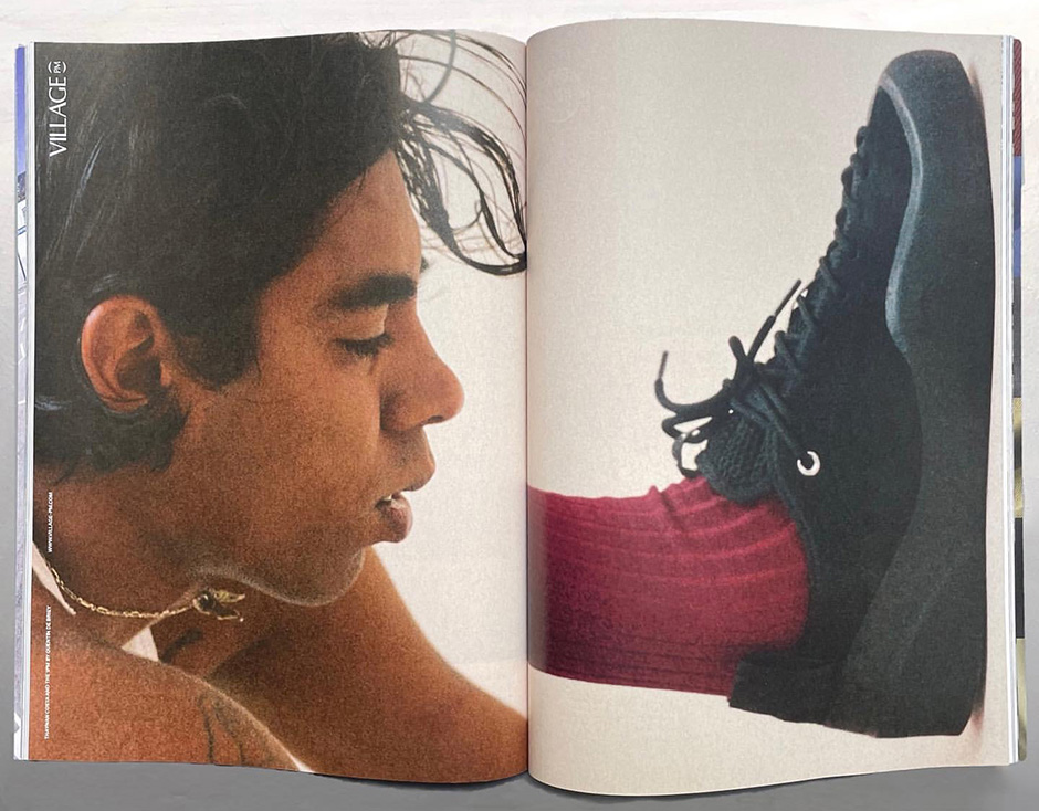 Thaynan Costa in a double page Village PM advert for the 1PM shoe that appeared in Free Skate Mag