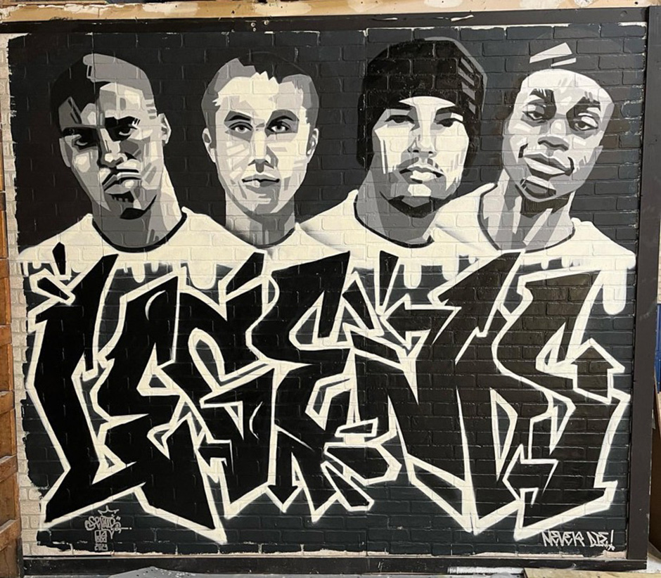 Legends Never Die wall at the skatepark by Ozay Moore