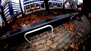 Ollie Lock frontside 50-50s some Old Street marble before backside 360 ollieing out of it. This was filmed by Will Miles for the CAFE