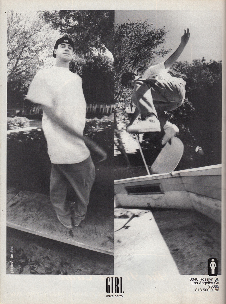 Girl skateboards ad from 1994 featuring Mike Carroll by Spike Jonze from 1994