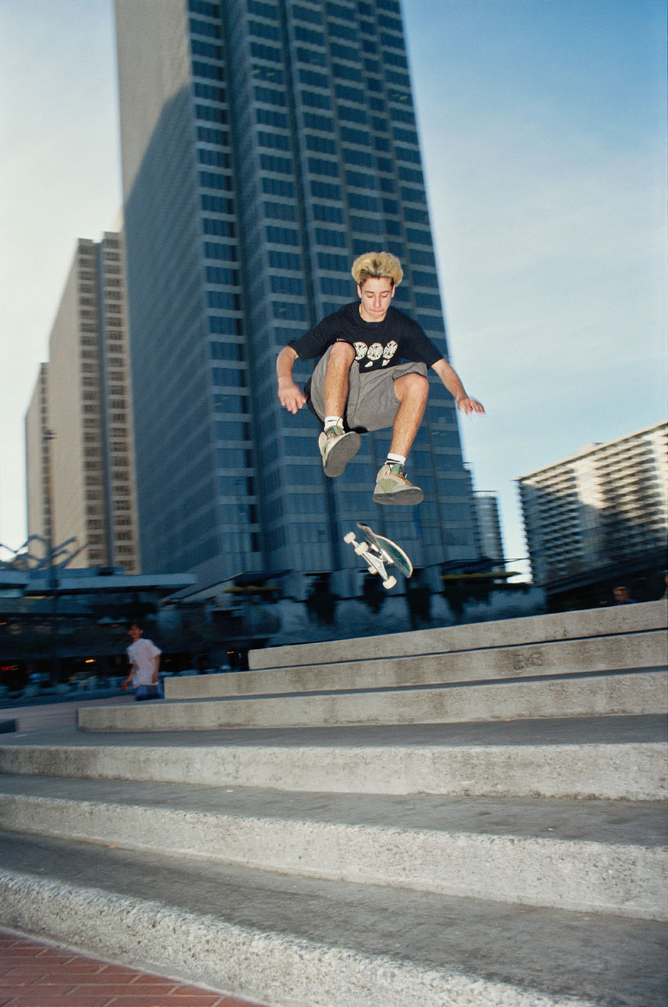 Mike Carroll frontside shuvit at Embarcadero in 1991. Photo by Jacob Rosenberg