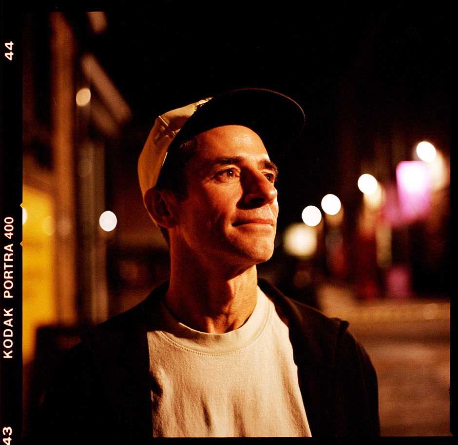 Mike Carroll outside the Slam shop during his summer visit shot by Leo Sharp