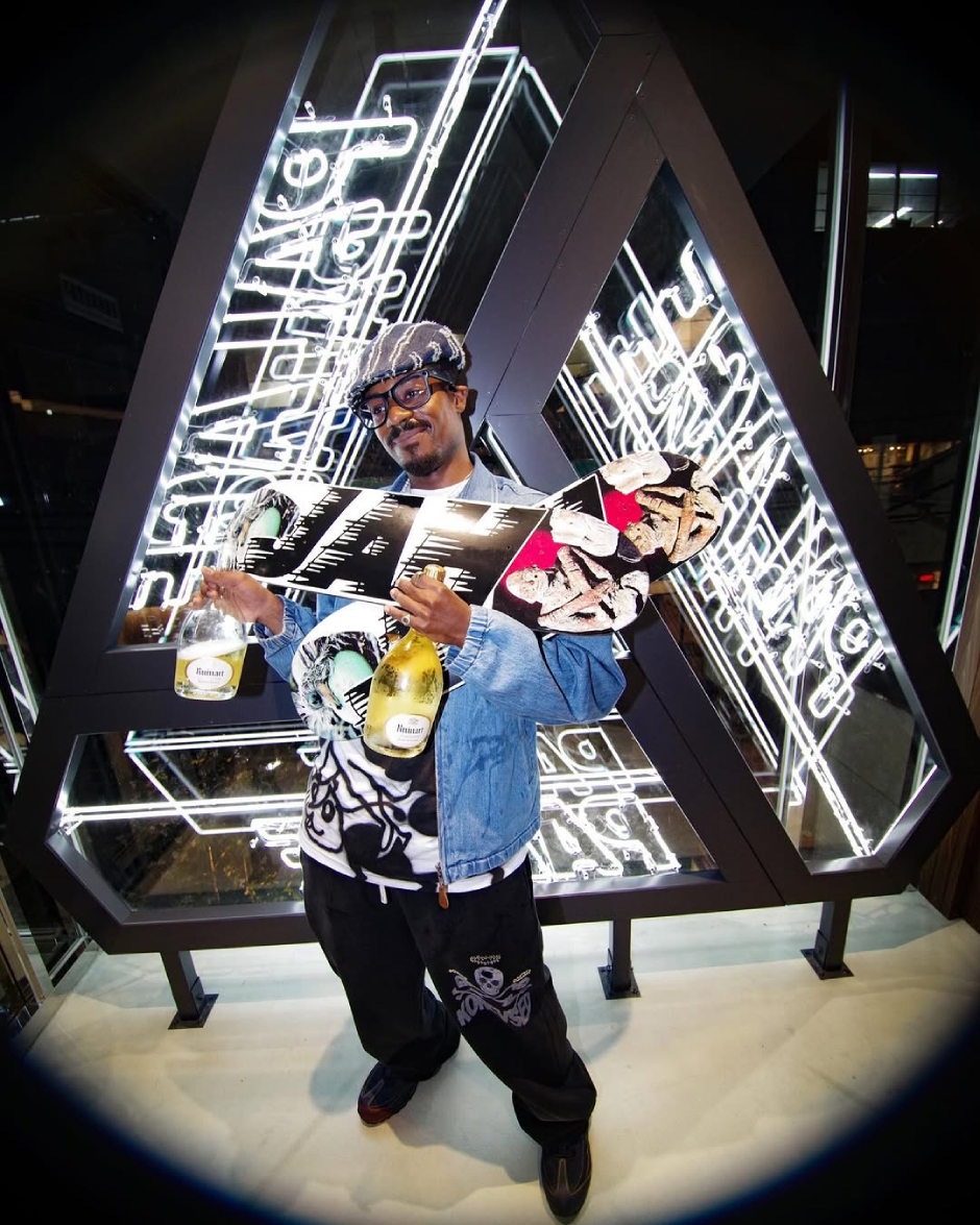 Jahmir Brown with his first ever Palace pro board the night he was announced