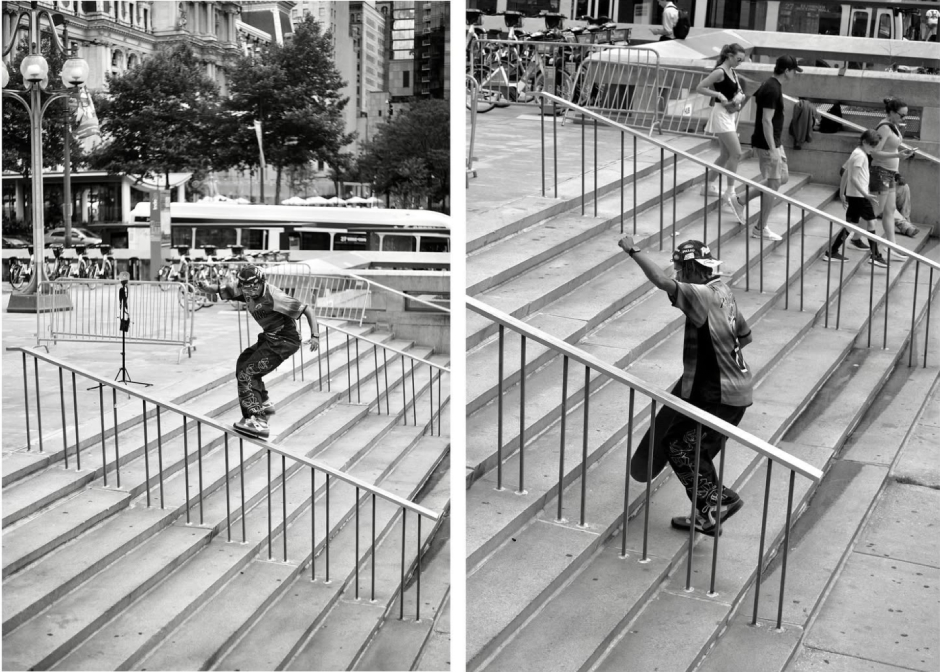 Jahmir Brown switch frontside noseslides the Muni rail for the lens of Quinton Russ