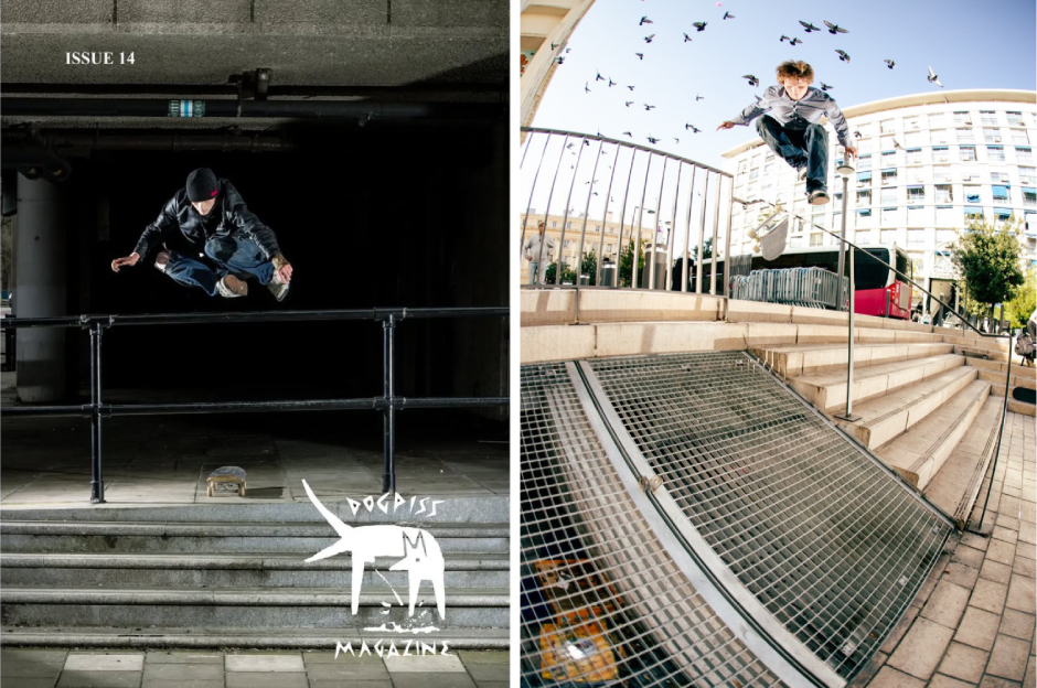 Pat Coghlan's cover for Dogpiss Magazine Issue 14. Hippy Jump & 360 flip hippy jump both shot by Ginge