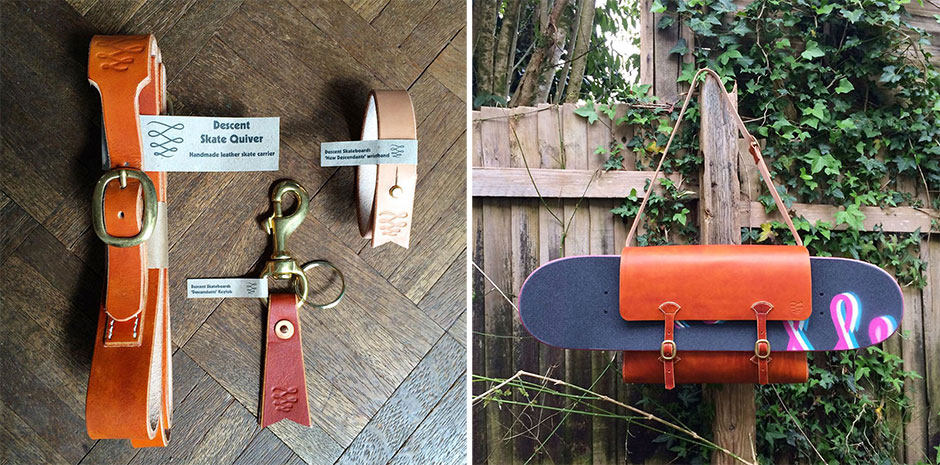Descent Skateboards leather goods hand-made by Chris Pulman