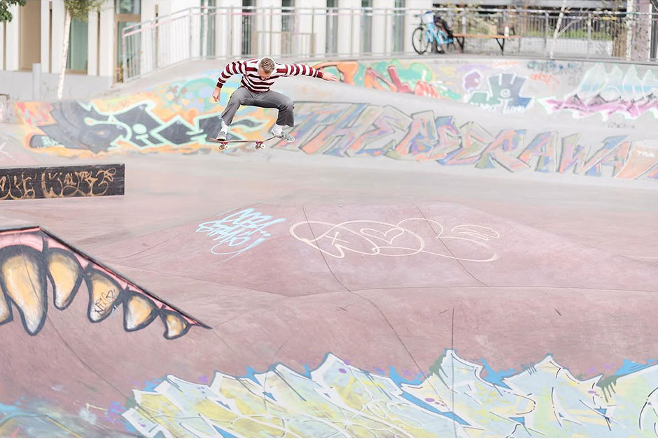 Chris Pulman floating a No Comply at Stockwell shot by Rafski