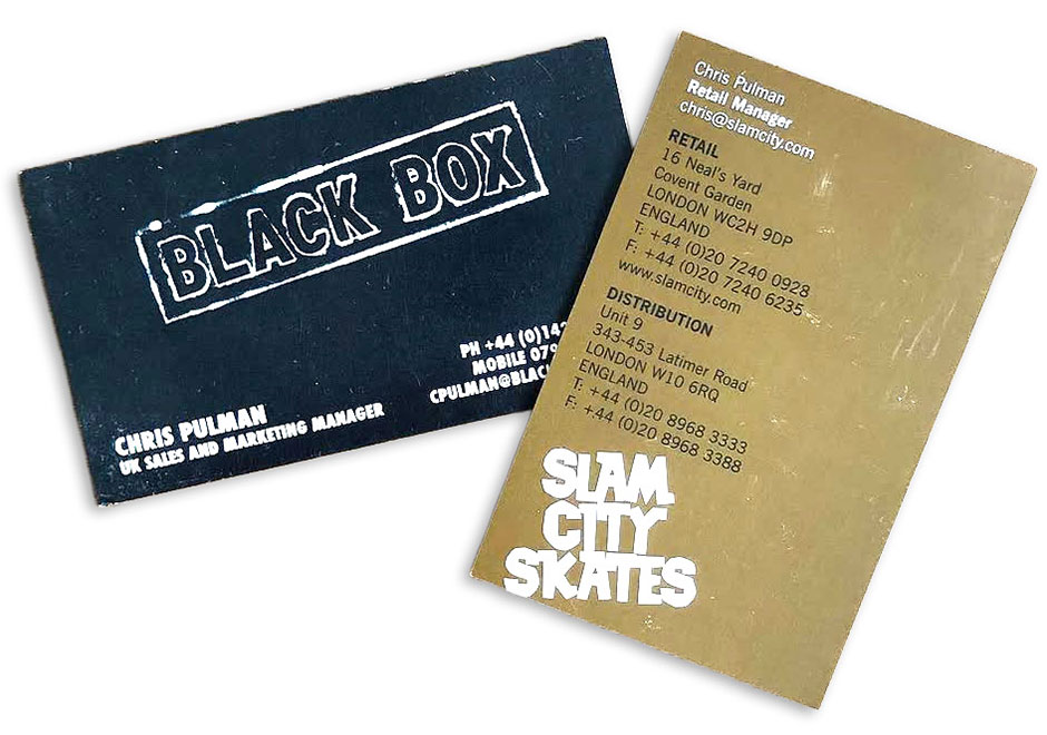 Chris Pulman's Black Box and Slam business cards