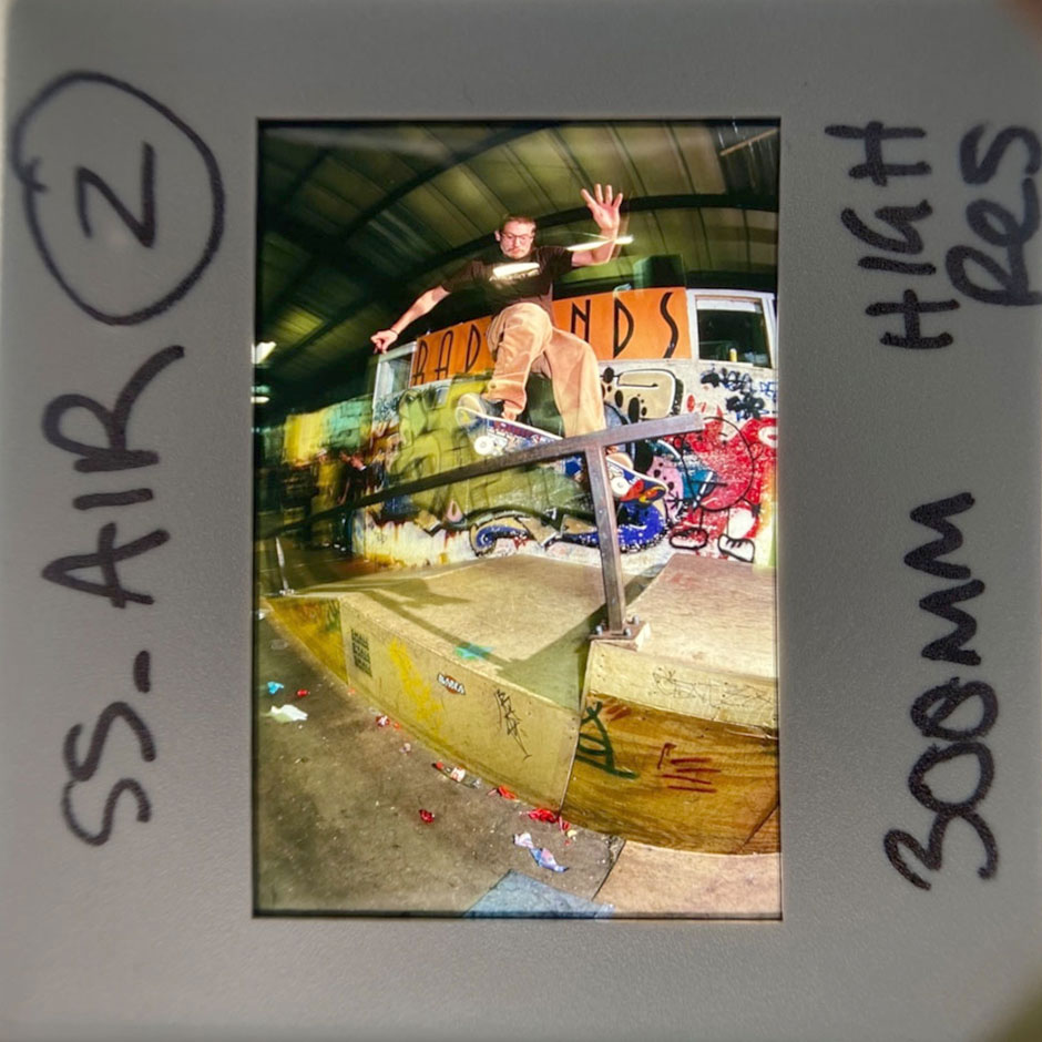 Chris Pulman smith grinds at a Radlands comp and Wig Worland shoots