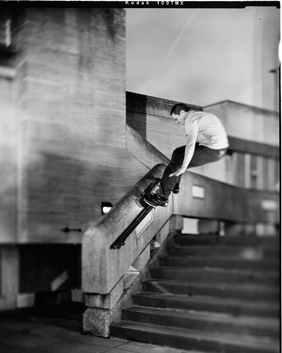 Chris Pulman grinding an awkward one above Southbank for Dominic Marley's lens