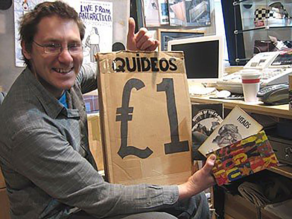 Chris with some £1 videos in Slam Neal's Yard